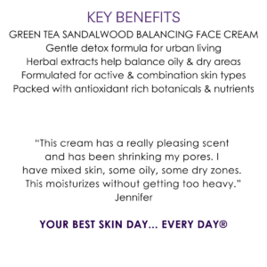 Key benefits Green Tea Sandalwood Balancing Face Cream