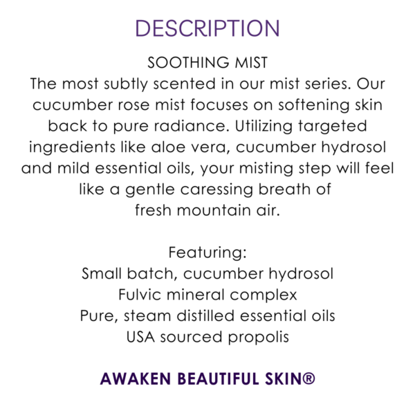 description cucumber & rose soothing mist