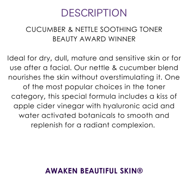 description nettle cucumber soothing toner with hyaluronic acid