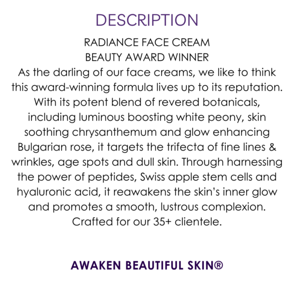 description stem cell & peptide radiance face cream