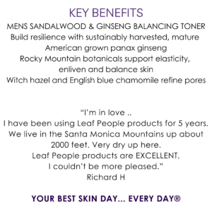 Key benefits Men’s Sandalwood & Ginseng Balancing Toner