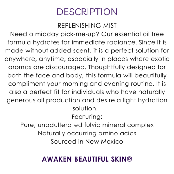 description fulvic mineral & amino acid replenishing mist