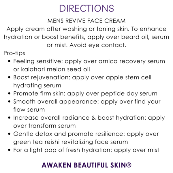 directions men’s green tea & hyaluronic revive face cream