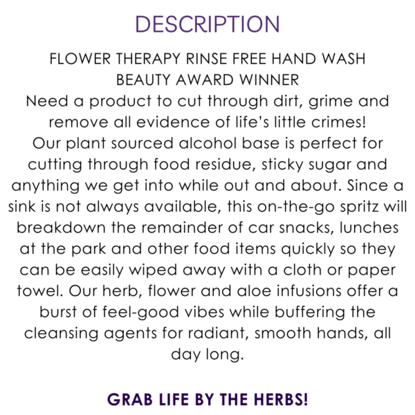 description flower therapy no rinse hand wash