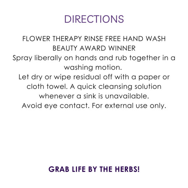 directions flower therapy no rinse hand wash