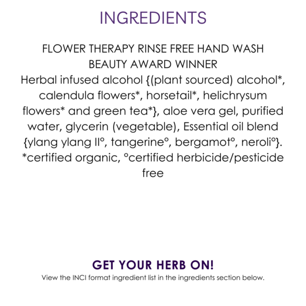 ingredients flower therapy no rinse hand wash