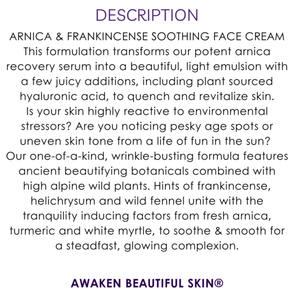 description arnica & frankincense soothing face cream