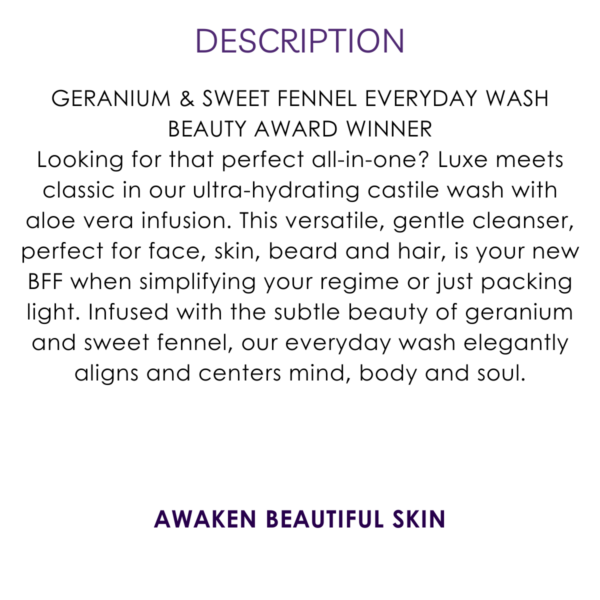 description geranium & sweet fennel everyday wash