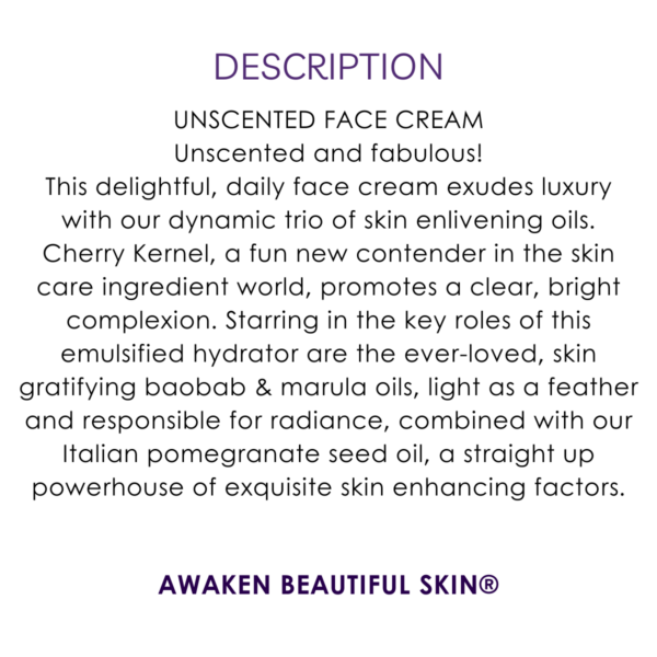 description pomegranate & cherry kernel unscented face cream