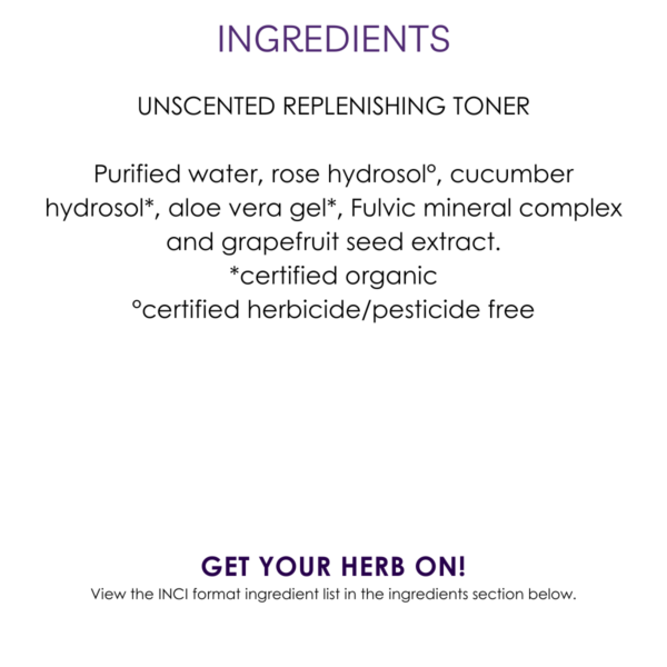 ingredients unscented replenishing toner