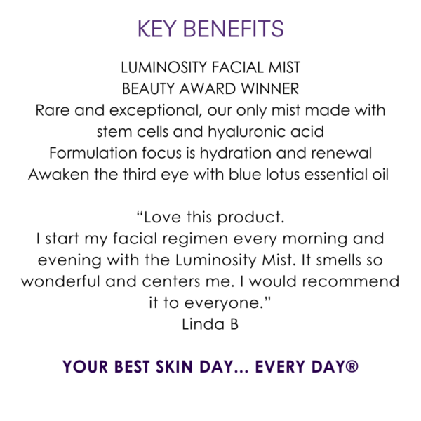 Key benefits stem cell & blue lotus luminosity mist