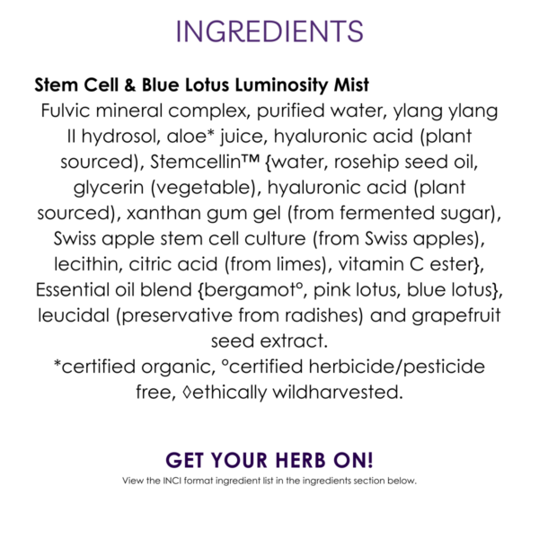 Ingredients luminosity mist