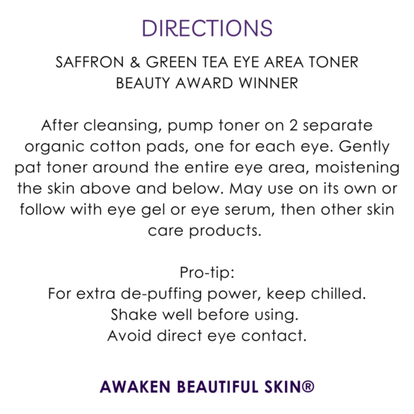 directions saffron & green tea peptide eye area toner